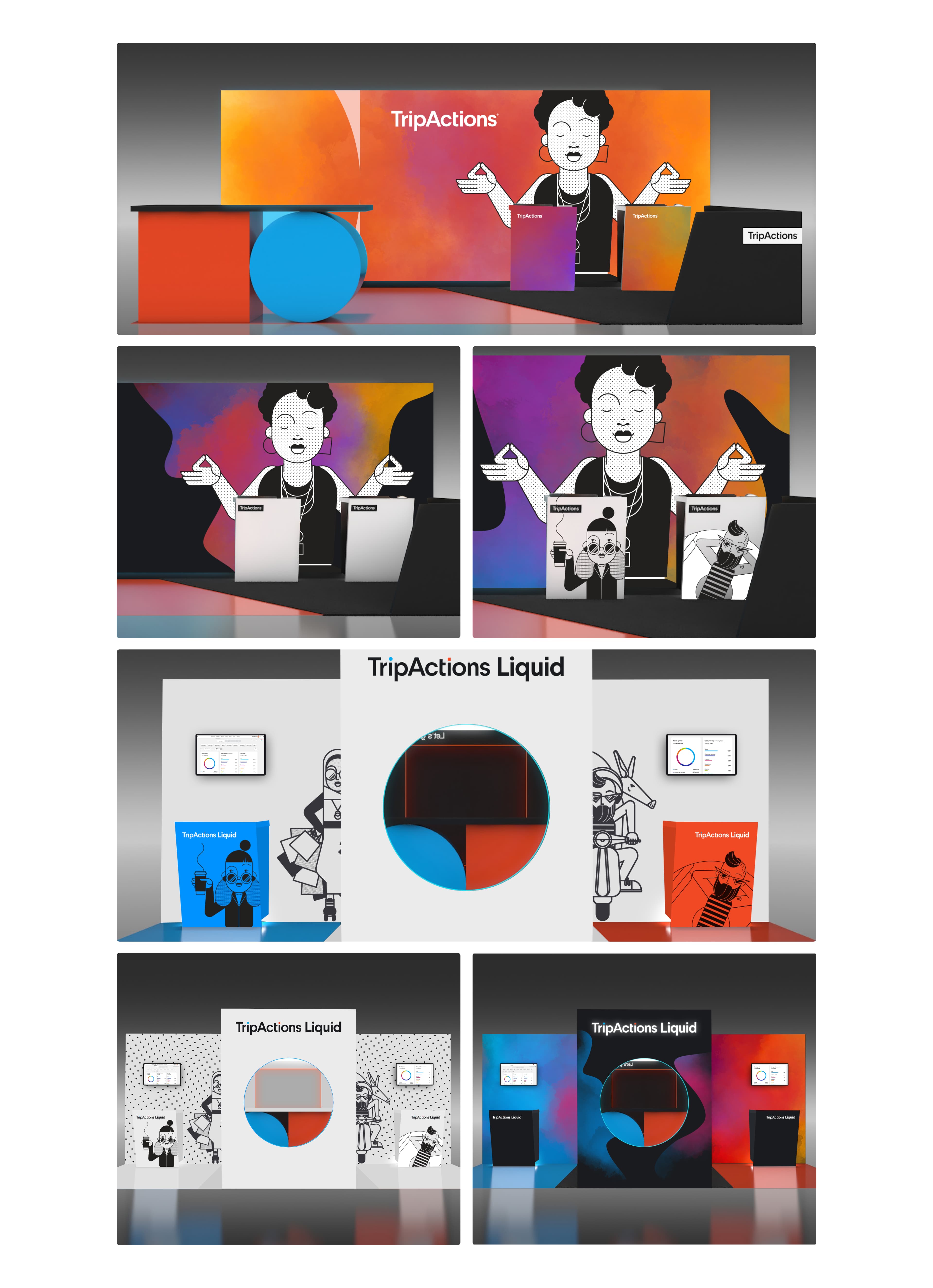 Booth Concept Development, signage applications, branded environments, environmental mockups